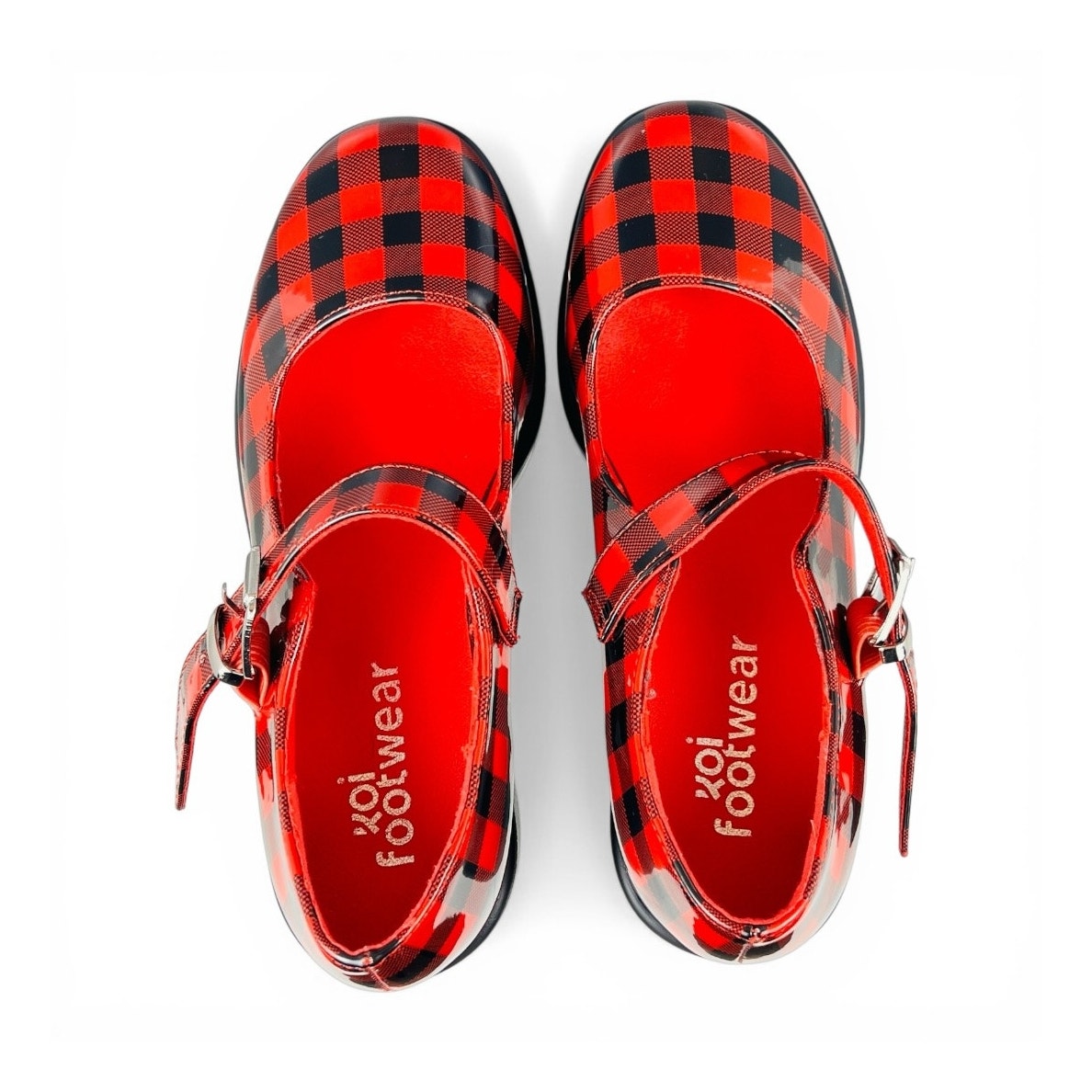 Koi Footwear Red Black Plaid Platform Mary Jane Chunky Lug Heel Size Eu 36 — image 7 of 8